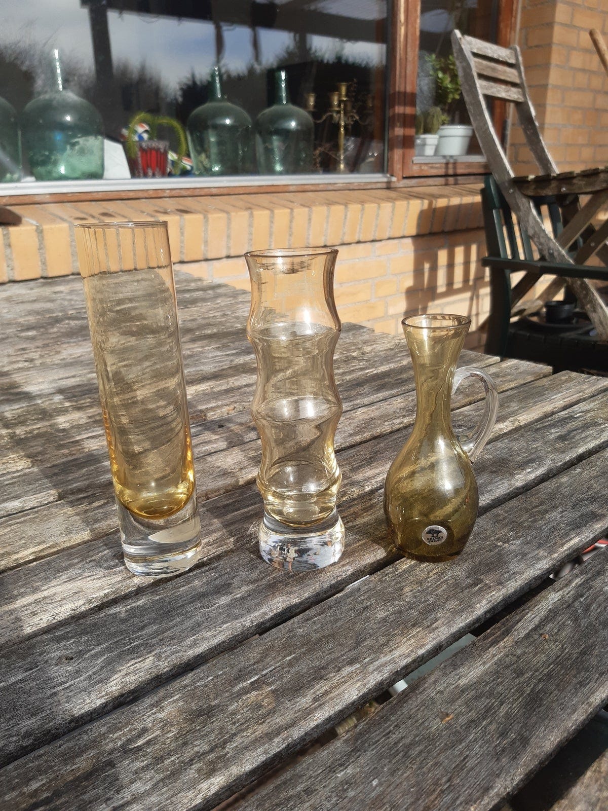 Glas, Små vaser, gult/klart glas | DBA