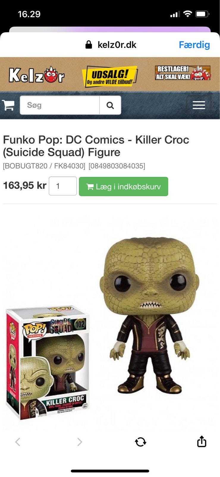 Samlefigurer, Funko Pop: DC Comics Killer Croc (Suicide Squad) DBA
