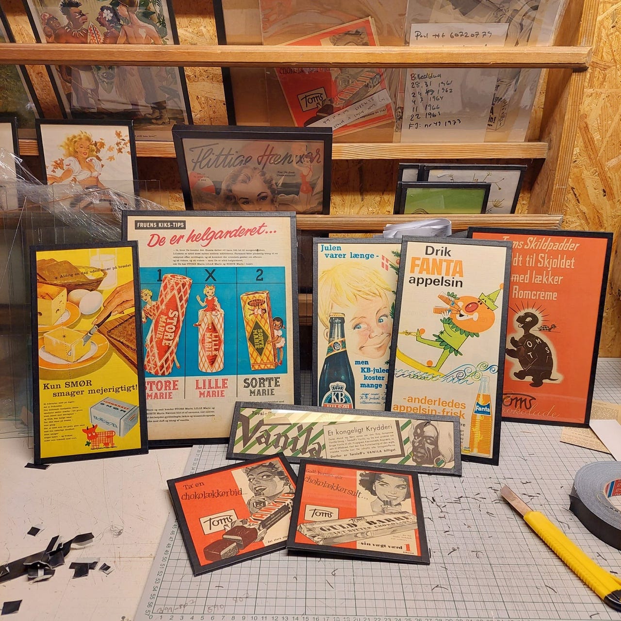 Originale gamle reklamer indrammet I retrostil | DBA