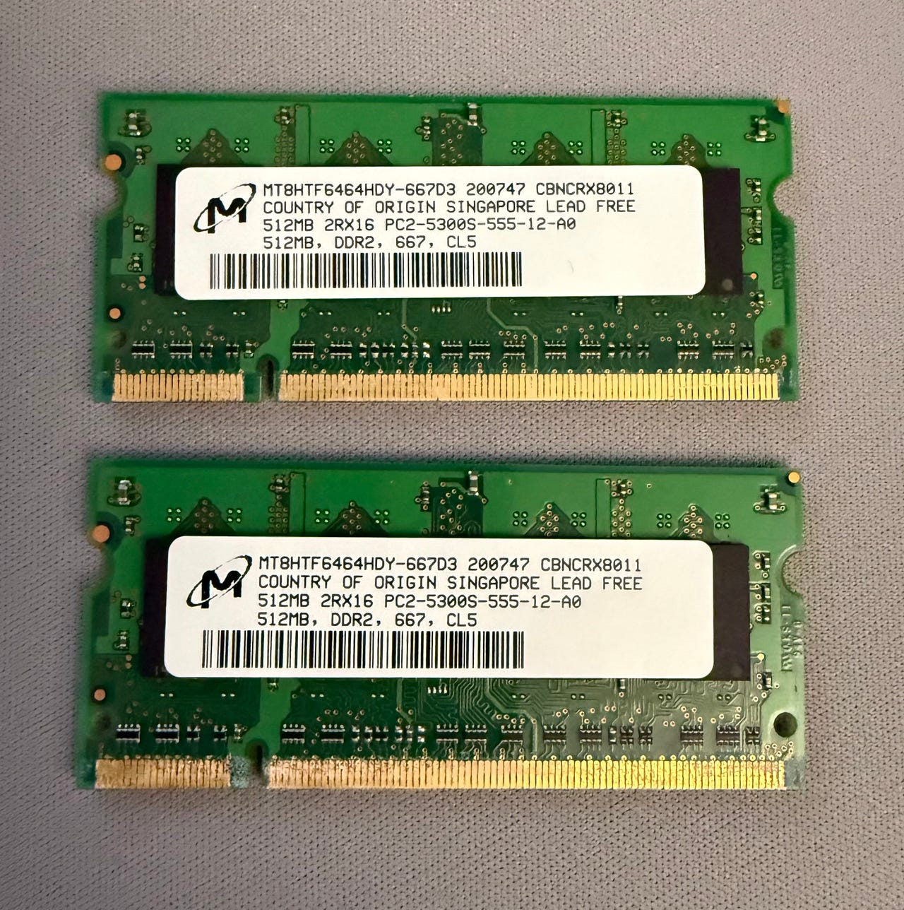 Micron 512 MB x2 RAM | DBA