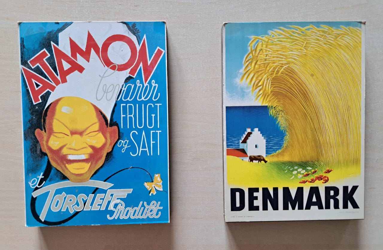 2 stk. nostalgiblokke m. reklamer på træplade - Atamon og Denmark | DBA