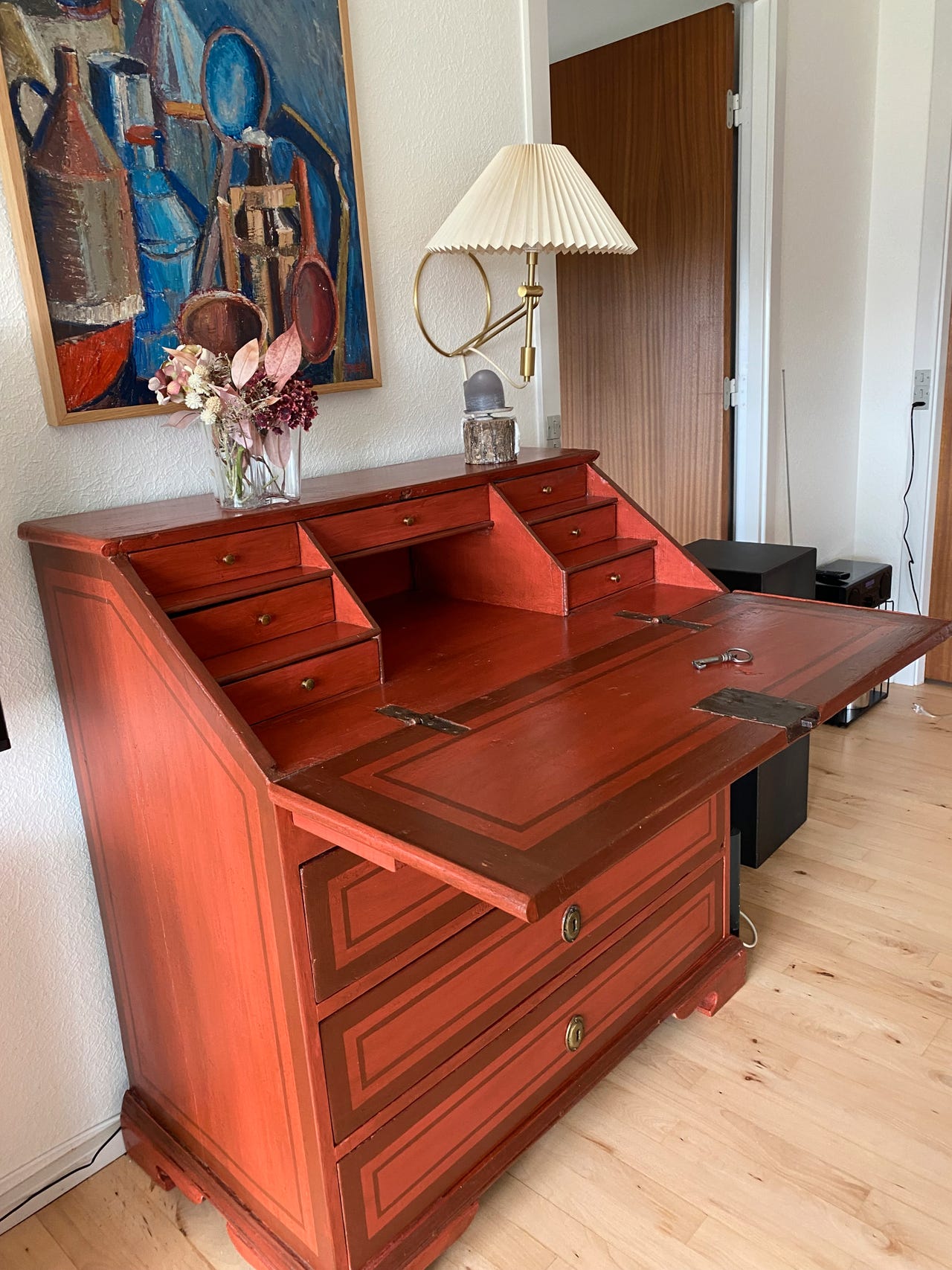 Vintage Sekretær Rød Træ | DBA