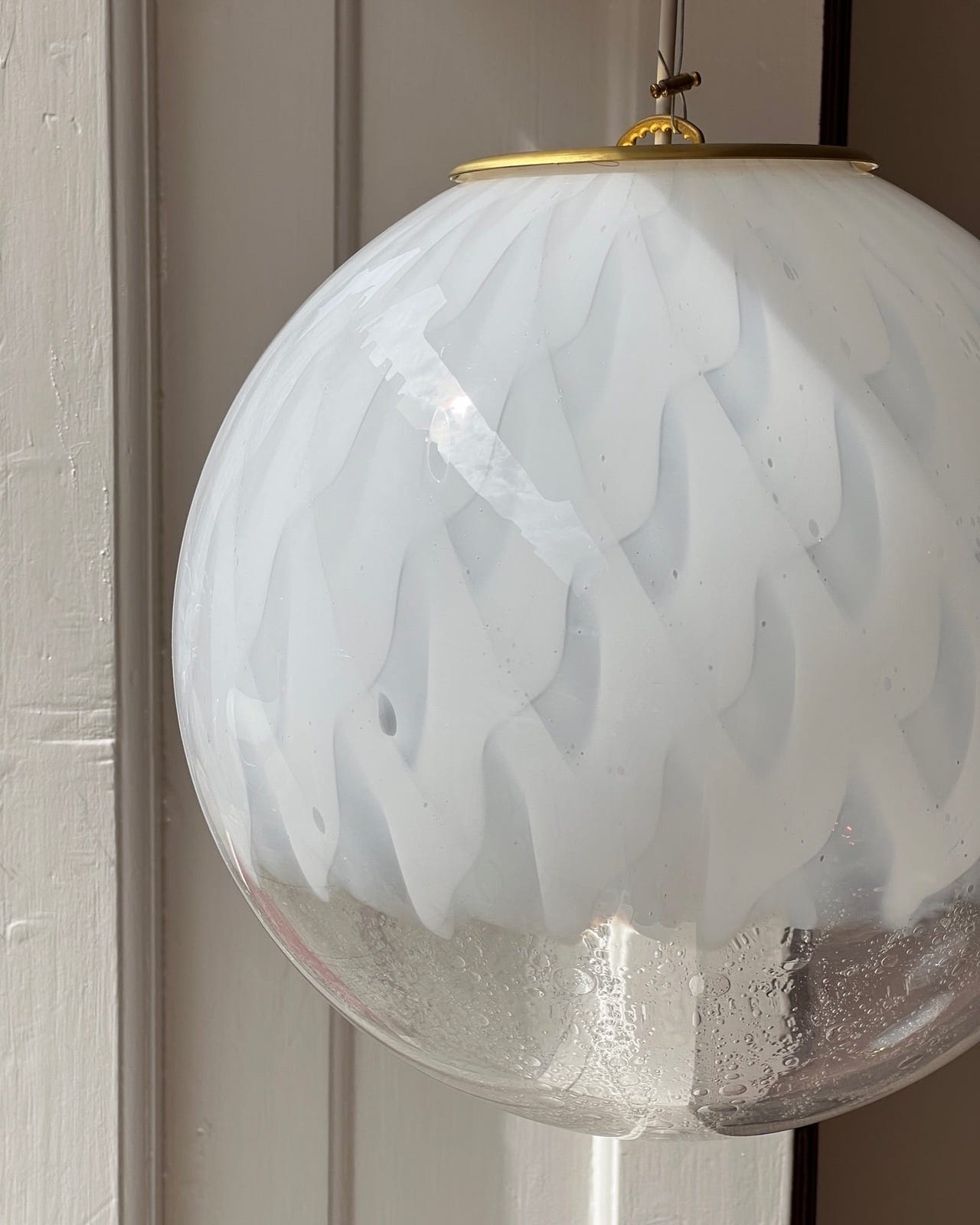 Vintage white clear Murano ceiling lamp (D35) | DBA