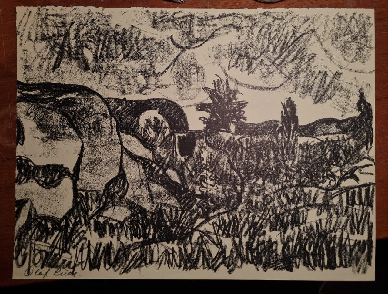 Olaf Rude. Bornholm landskab. 1942. Signeret litografi | DBA