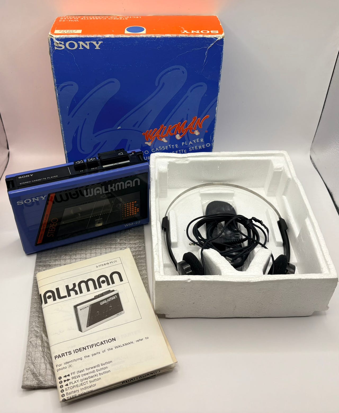 Sony Walkman WM-22 (Ny-serviceret) Super stand Retro Blå