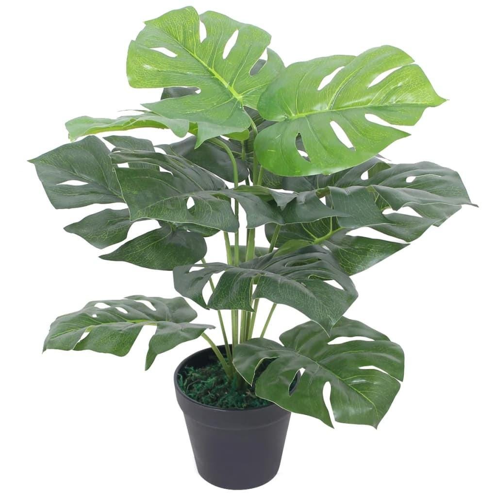 Kunstig monstera-plante med potte 45 cm - grøn | DBA