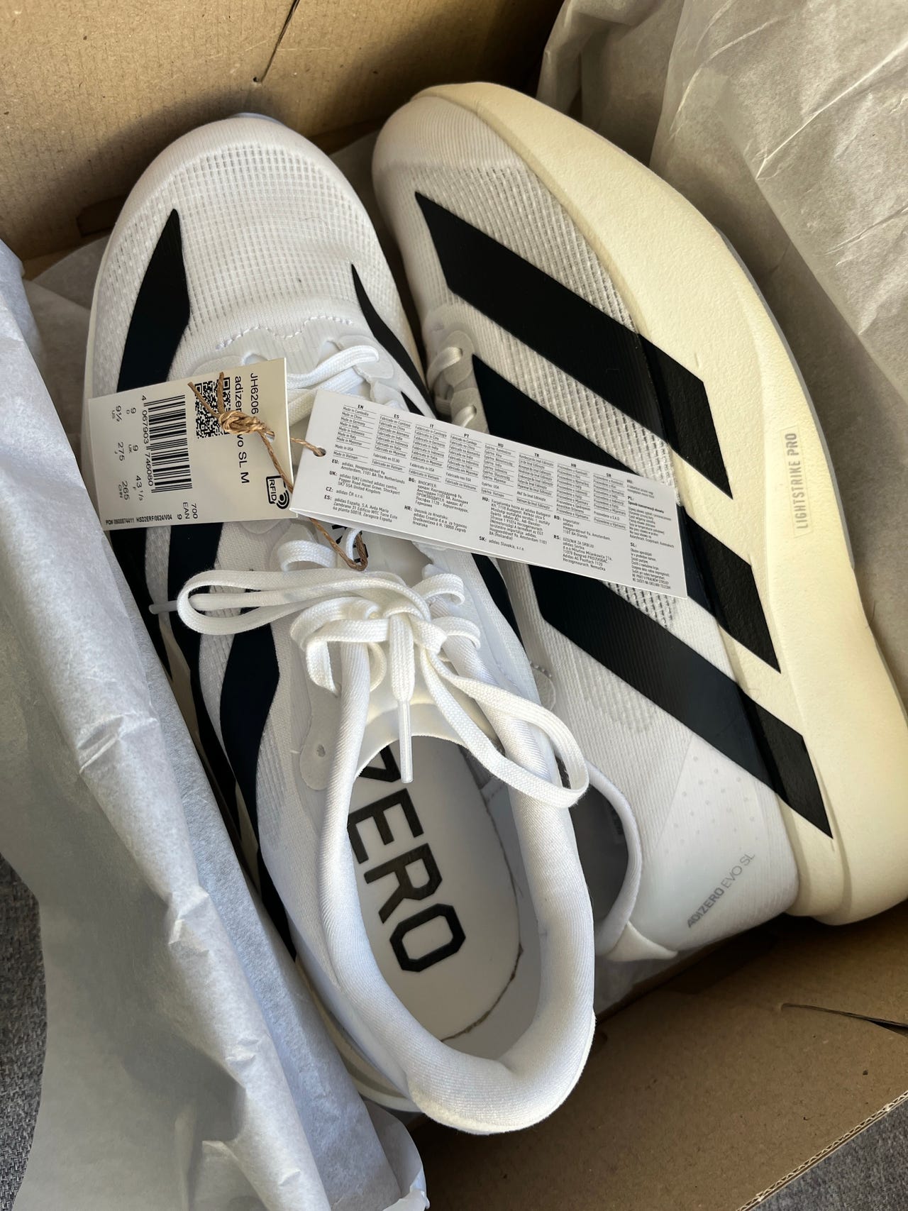 HELT NYE Adidas Adizero Evo SL Løbesko Hvid Sort Str. 43 | DBA
