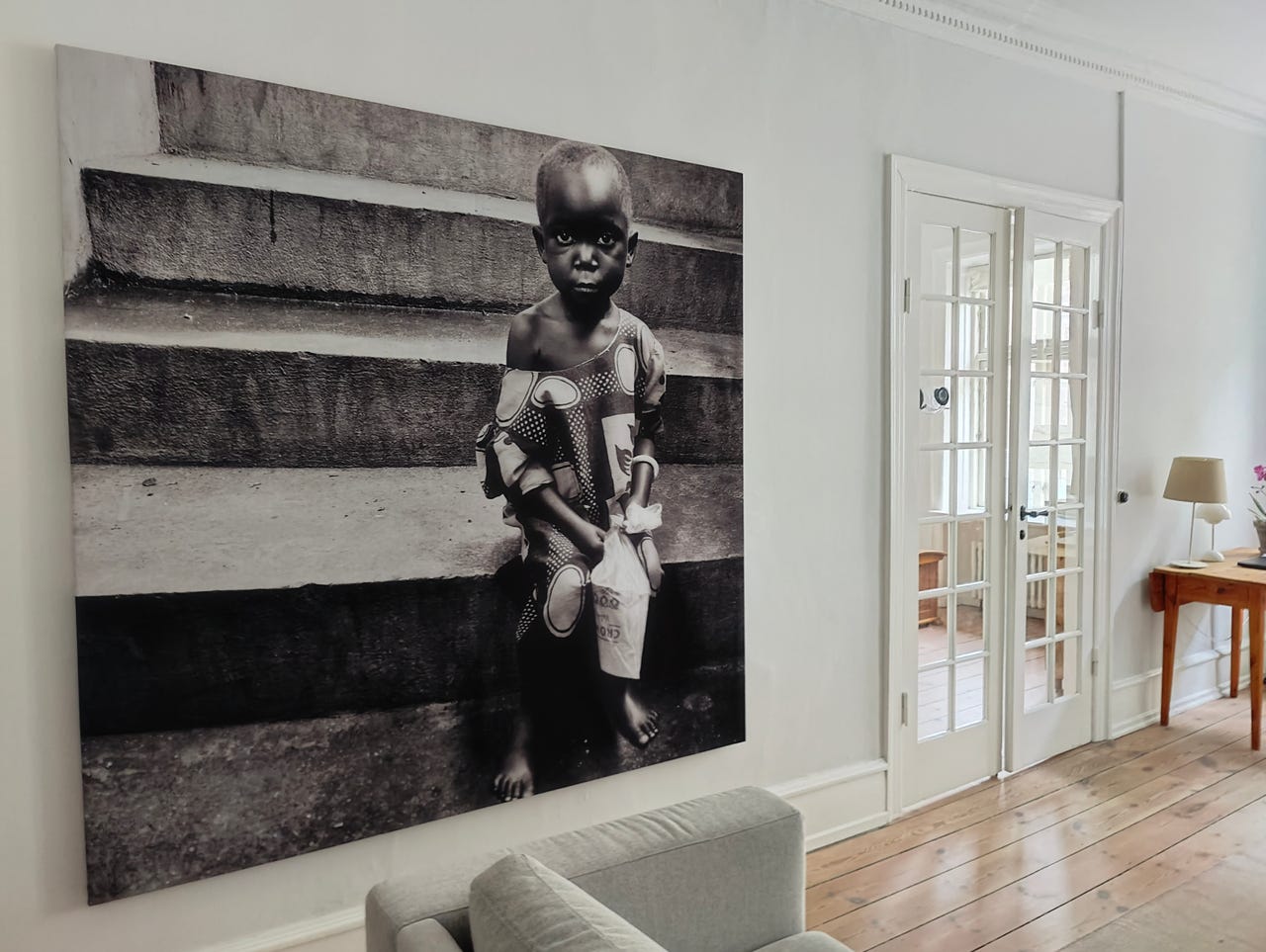 Sort-hvid fotografi trykt på stof 180x180 cm | DBA