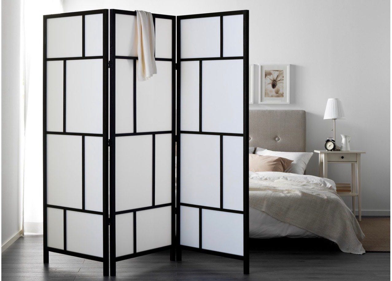 IKEA RISÖR Rumdeler, hvid/sort, 216x185 cm | DBA