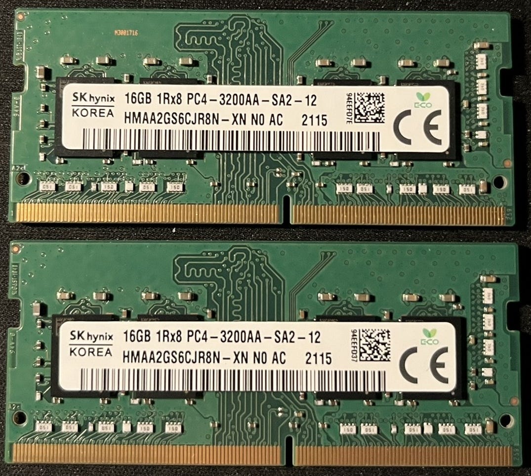 SK Hynix 32GB (2 x 16GB) DDR4 ram - SODIMM DDR4 3200MHz 260Pin | DBA