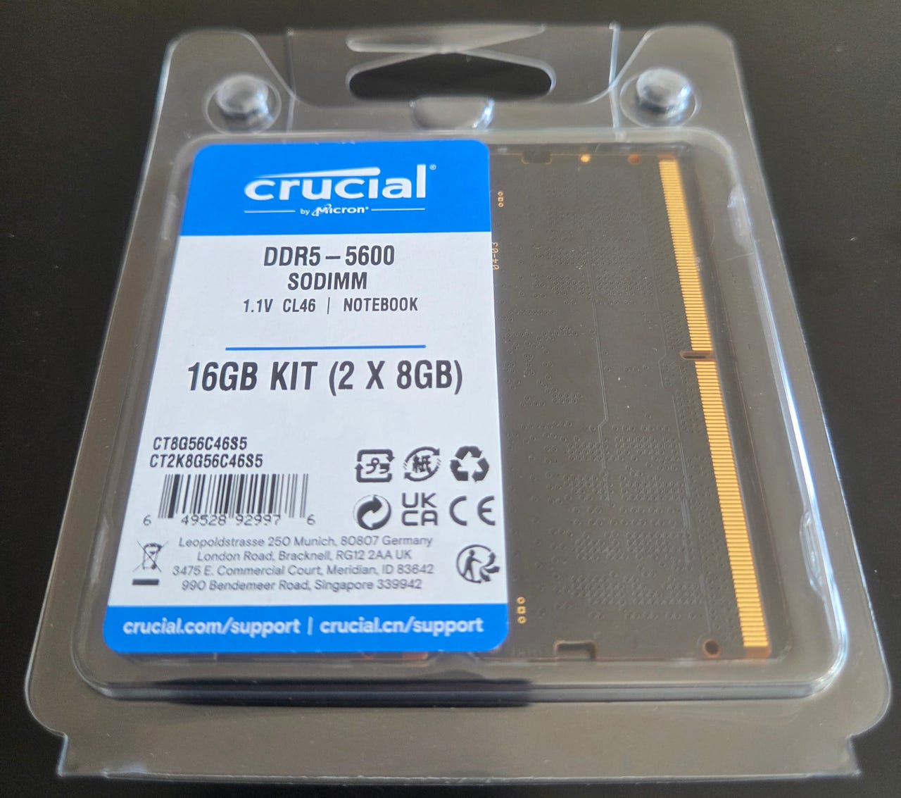 Crucial DDR5-16GB (2x8GB) 5600 mhz SODIMM RAM til bærbar | DBA