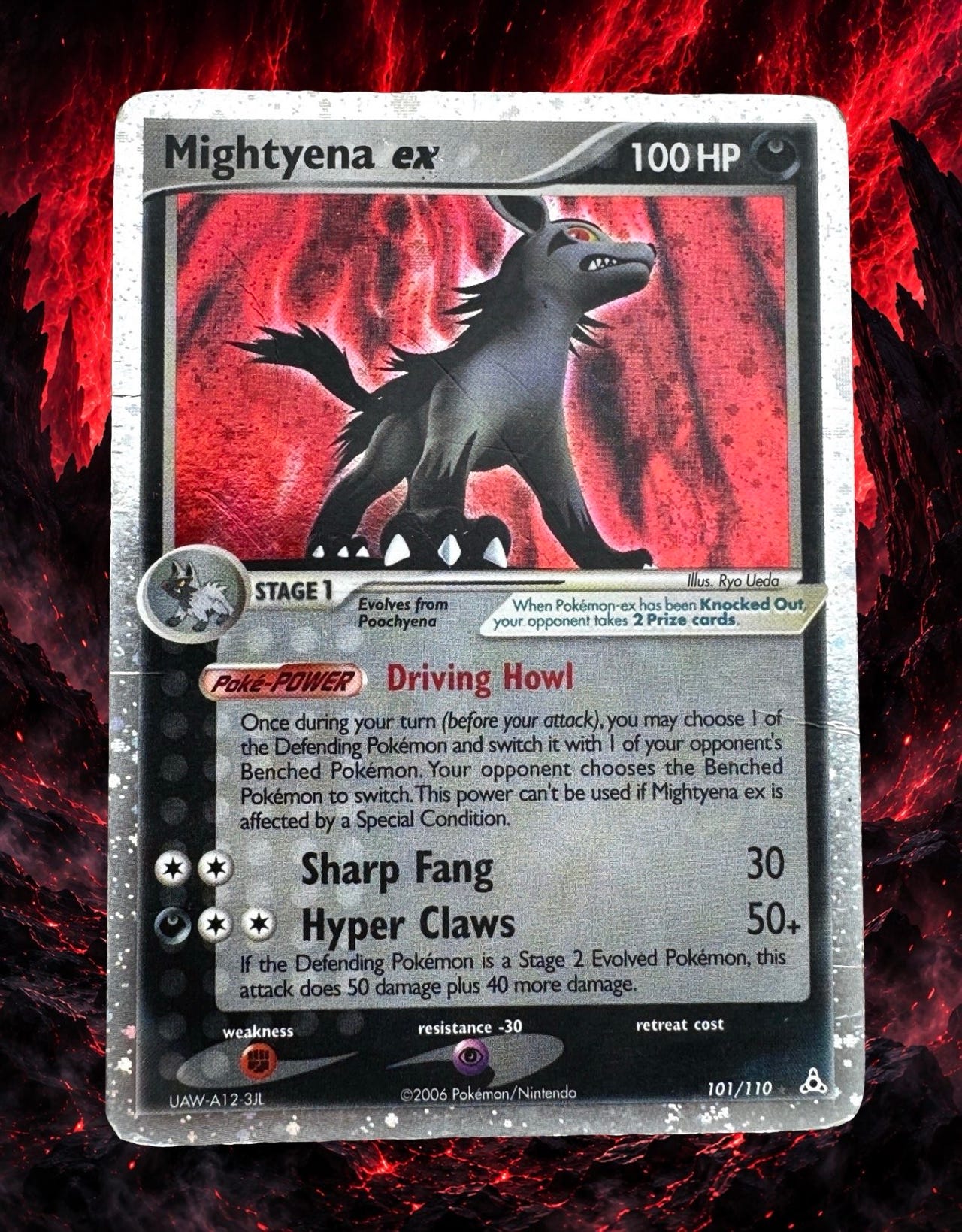 Mightyena ex 101/110 Holo - Vintage Pokemon Kort - Holon Phantoms