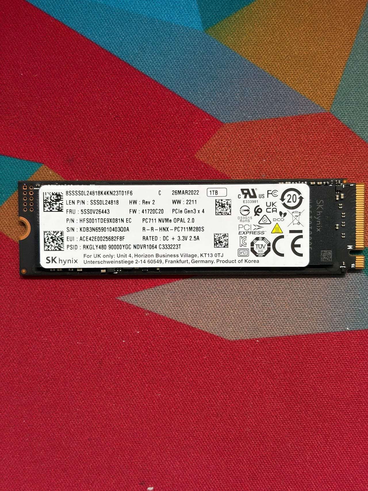 SK Hynix PC711 NVMe SSD 1TB | DBA