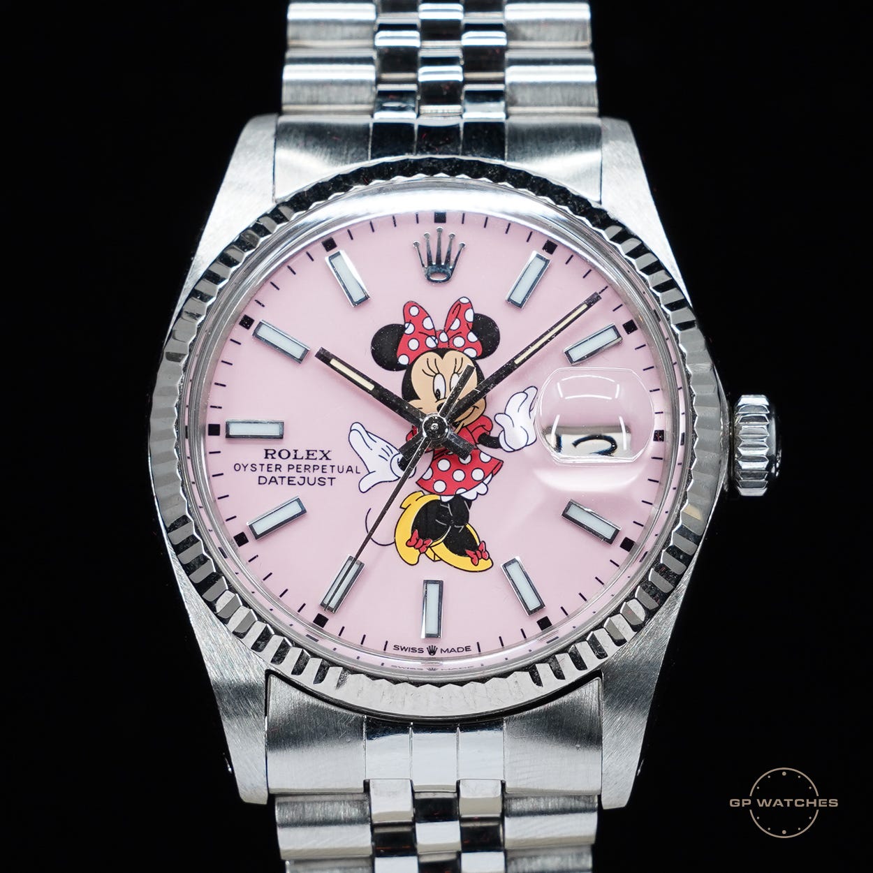 JUBI Mimi Mau Mouse ミミマウマウス Classic Rolex Datejust 16014 36 MM 1986 Minnie Mouse | DBA