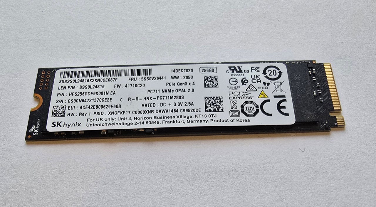 SK hynix 256gb NVMe M.2 SSD | DBA
