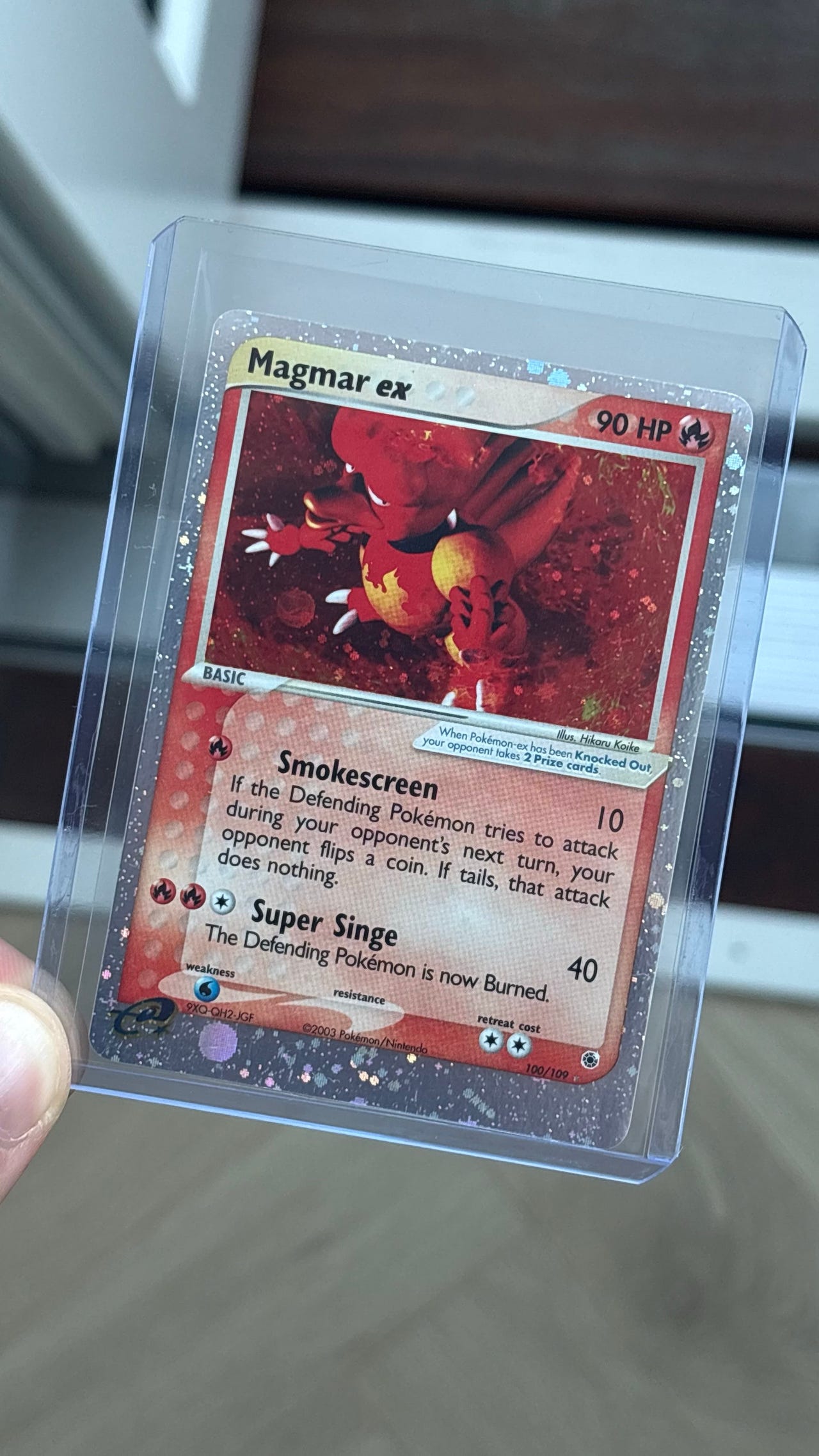 magmar ex pokemon card Pokémon kort: 100/109 - EX Ruby & Sapphire (Holo) Fire Fire Smokescreen (10) If the Defending Pokémon tries to attack during your opponents next turn Magmar EX 100/109 Rare Holo