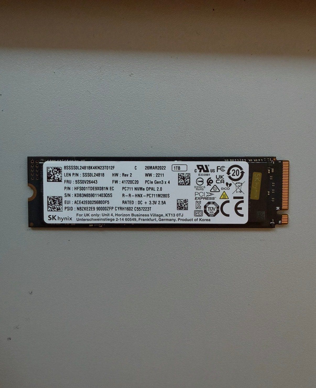 1TB - SK Hynix PC711 NVMe SSD | DBA