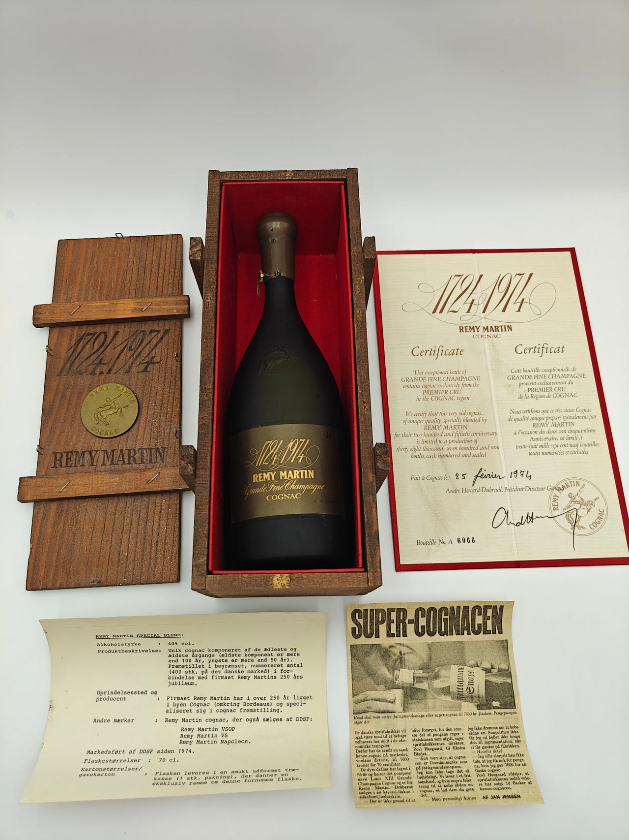Rémy Martin 1724-1974 Jubilæums Cognac i original trækasse med