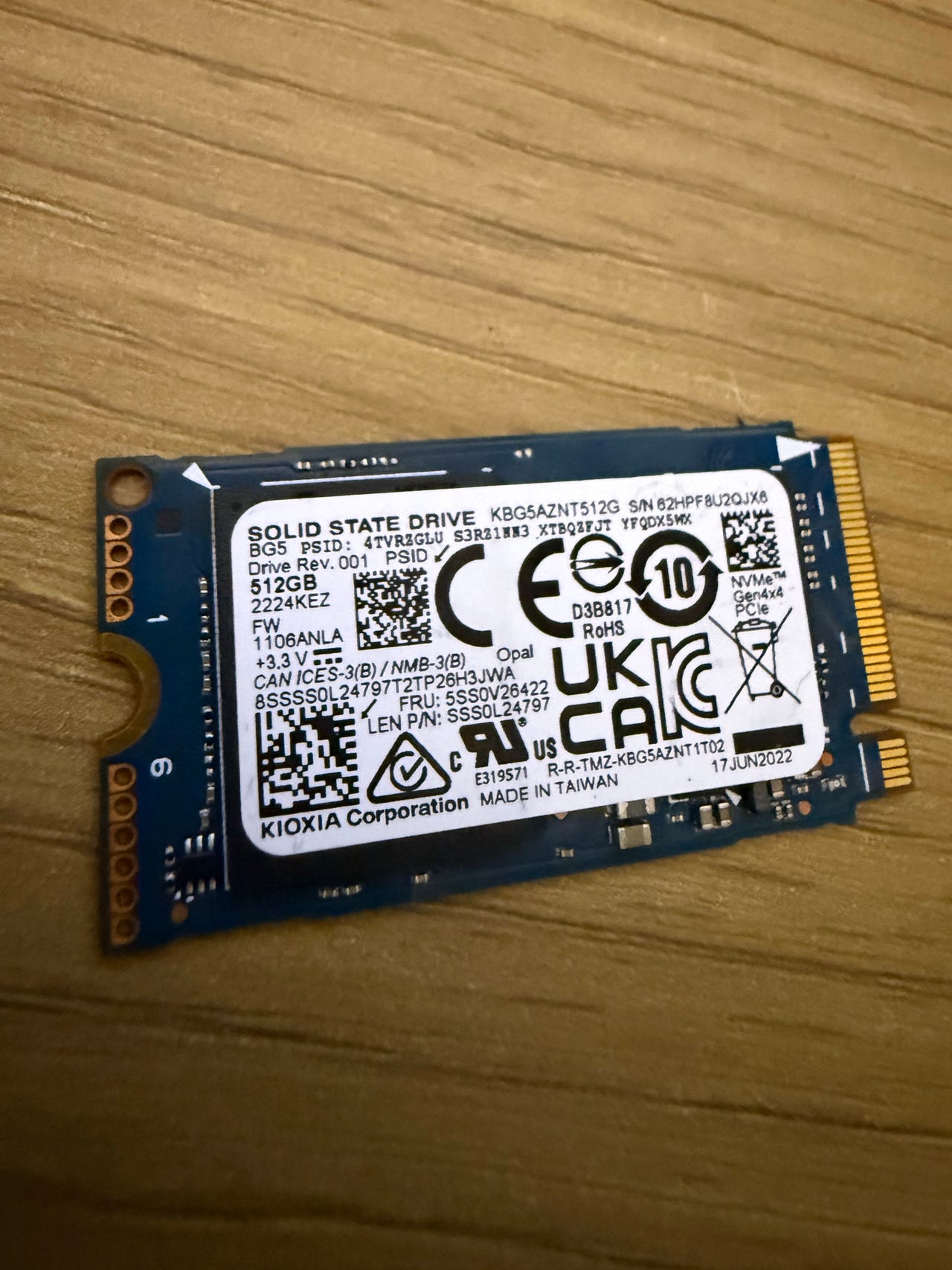 Kioxia XG6 512 GB M.2 NVMe SSD 2242 | DBA