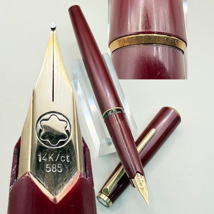 Montblanc - 221 (bordeaux) 80's - 14k gold nib (EF) - Fyldepen | DBA