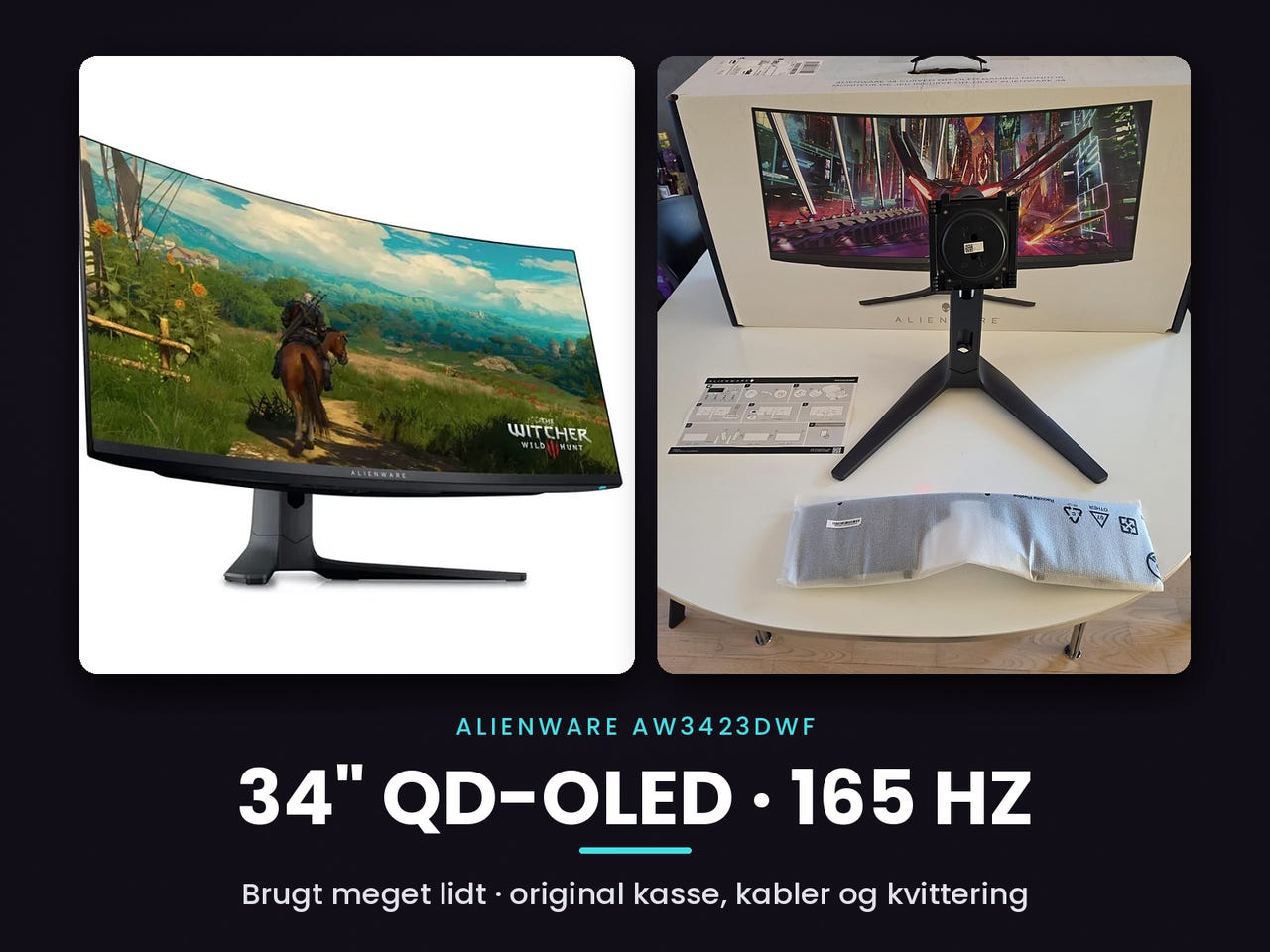 Alienware AW3423DWF 34" QD-OLED 165 Hz – med kasse | DBA