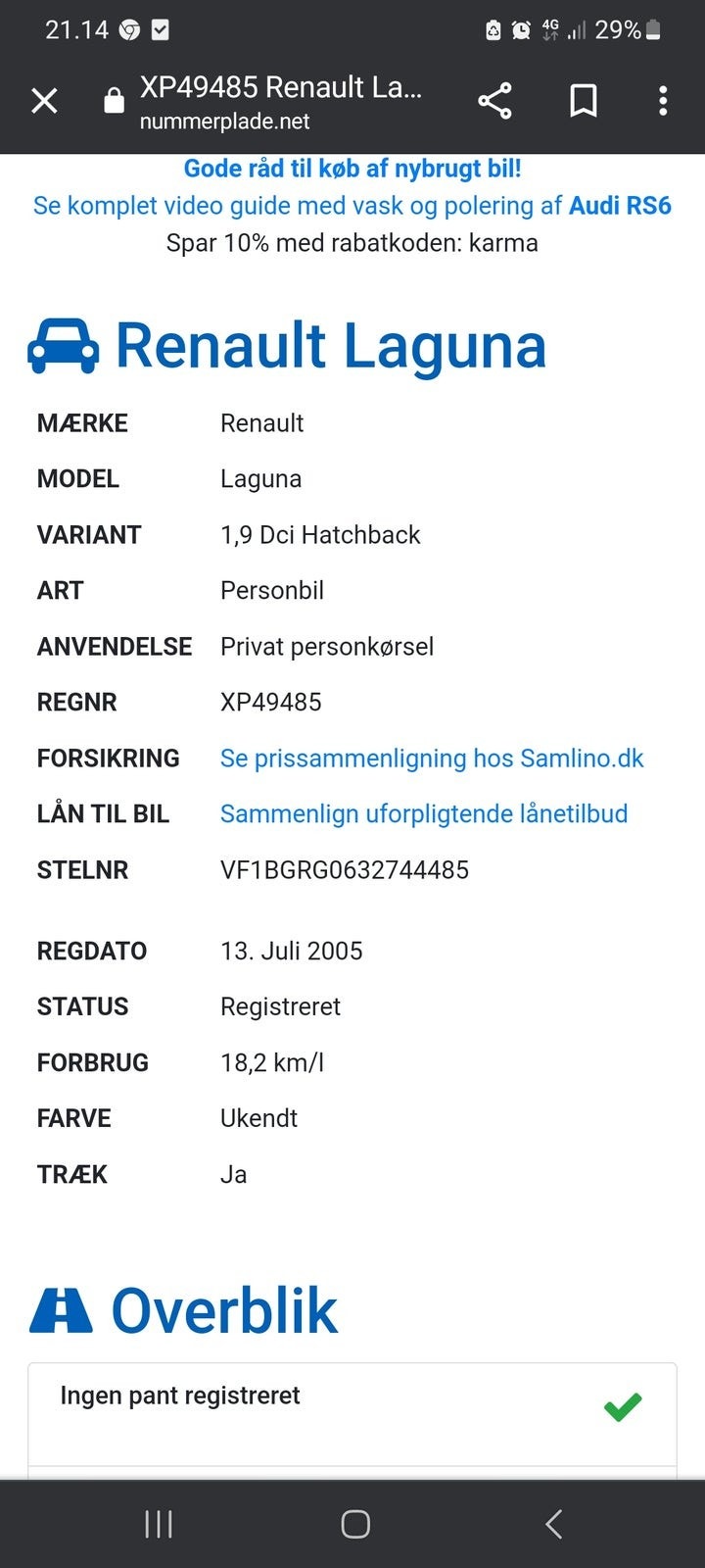 Renault Laguna II til salg hos Nabilli