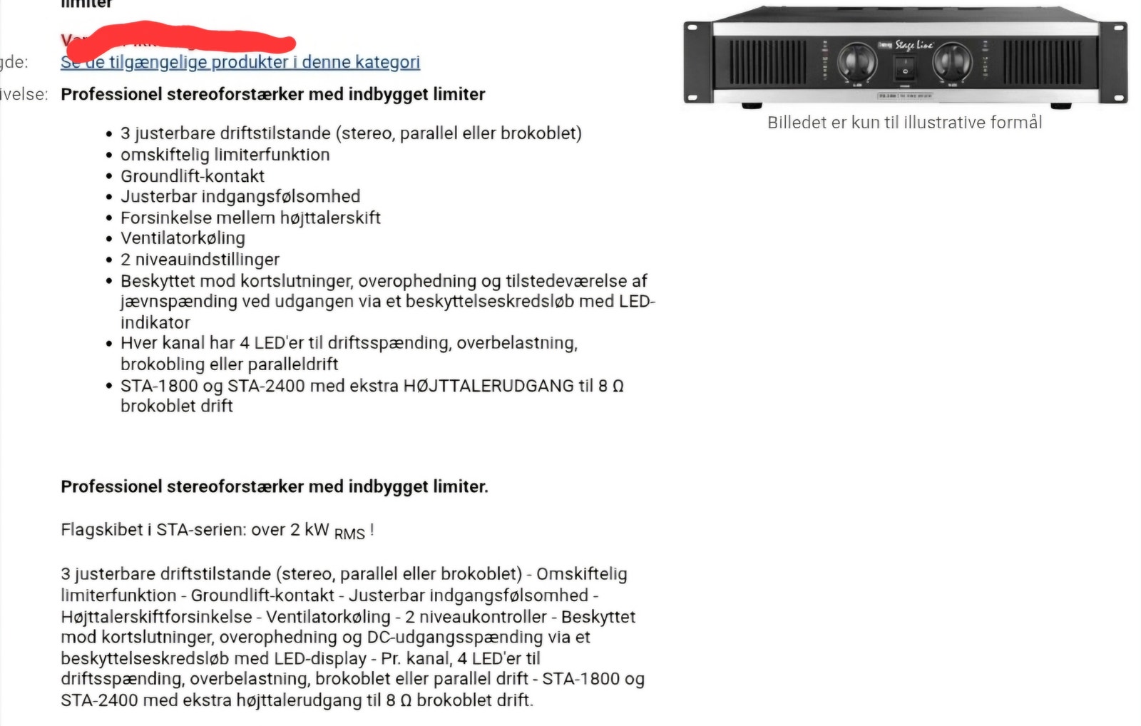 Img stageline sta 2400 effektforstærker inkl. Reservedele | DBA