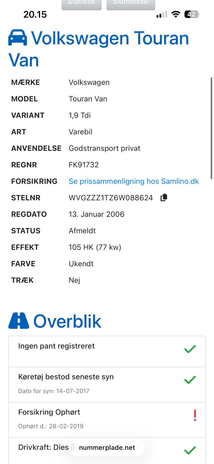 VW Touran til salg hos Nabilli