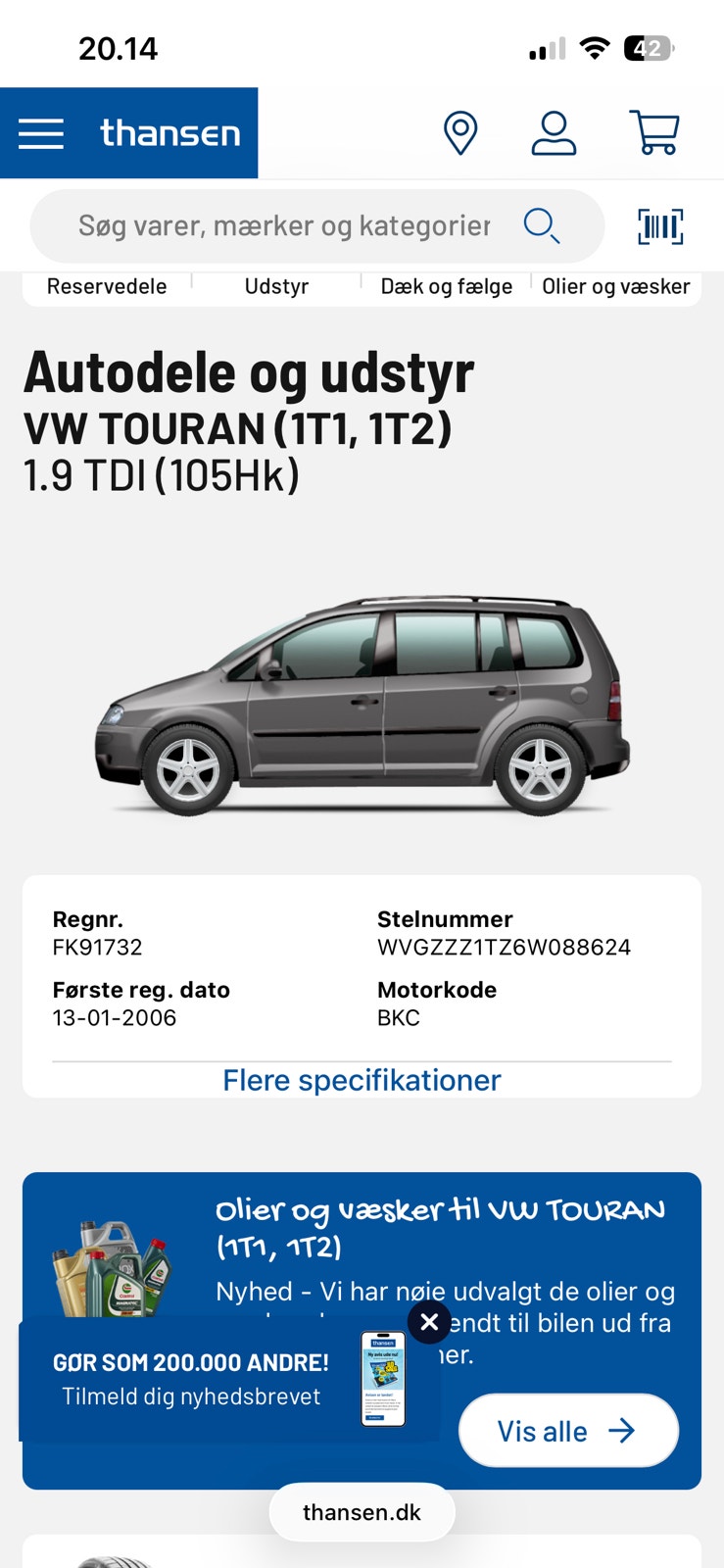 VW Touran til salg hos Nabilli