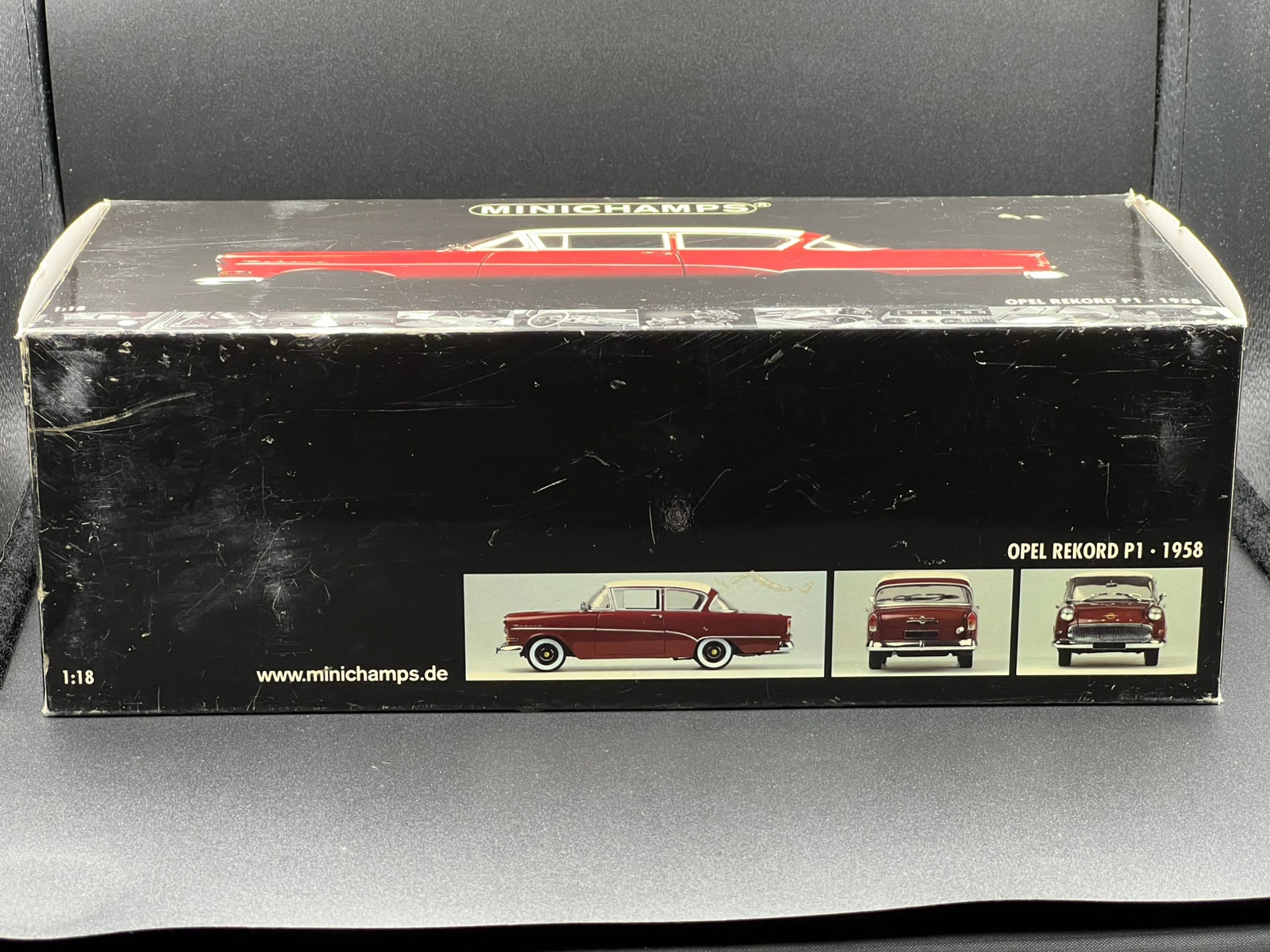 Minichamps Opel Rekord P1 1958 1:18 modelbil med æske | DBA
