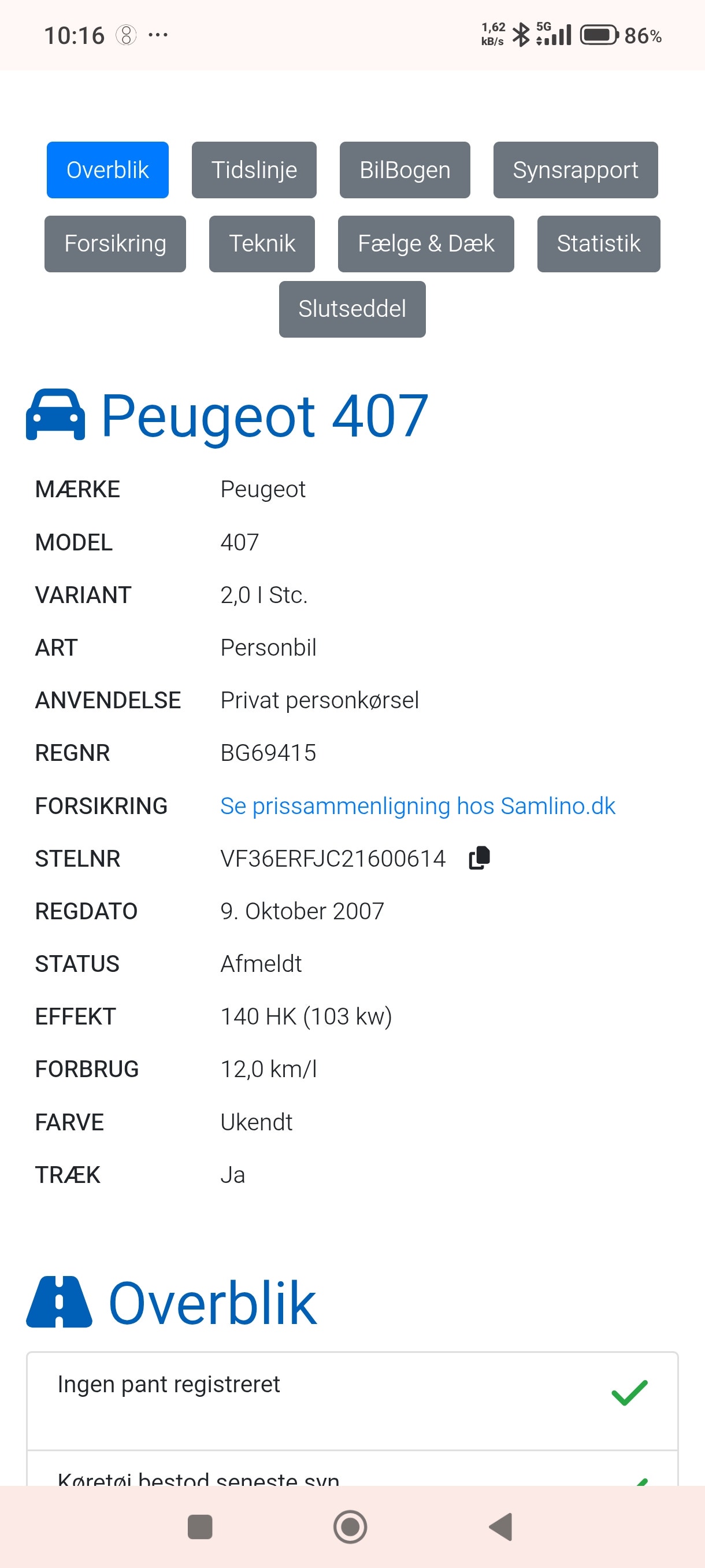 Peugeot 407 til salg hos Nabilli