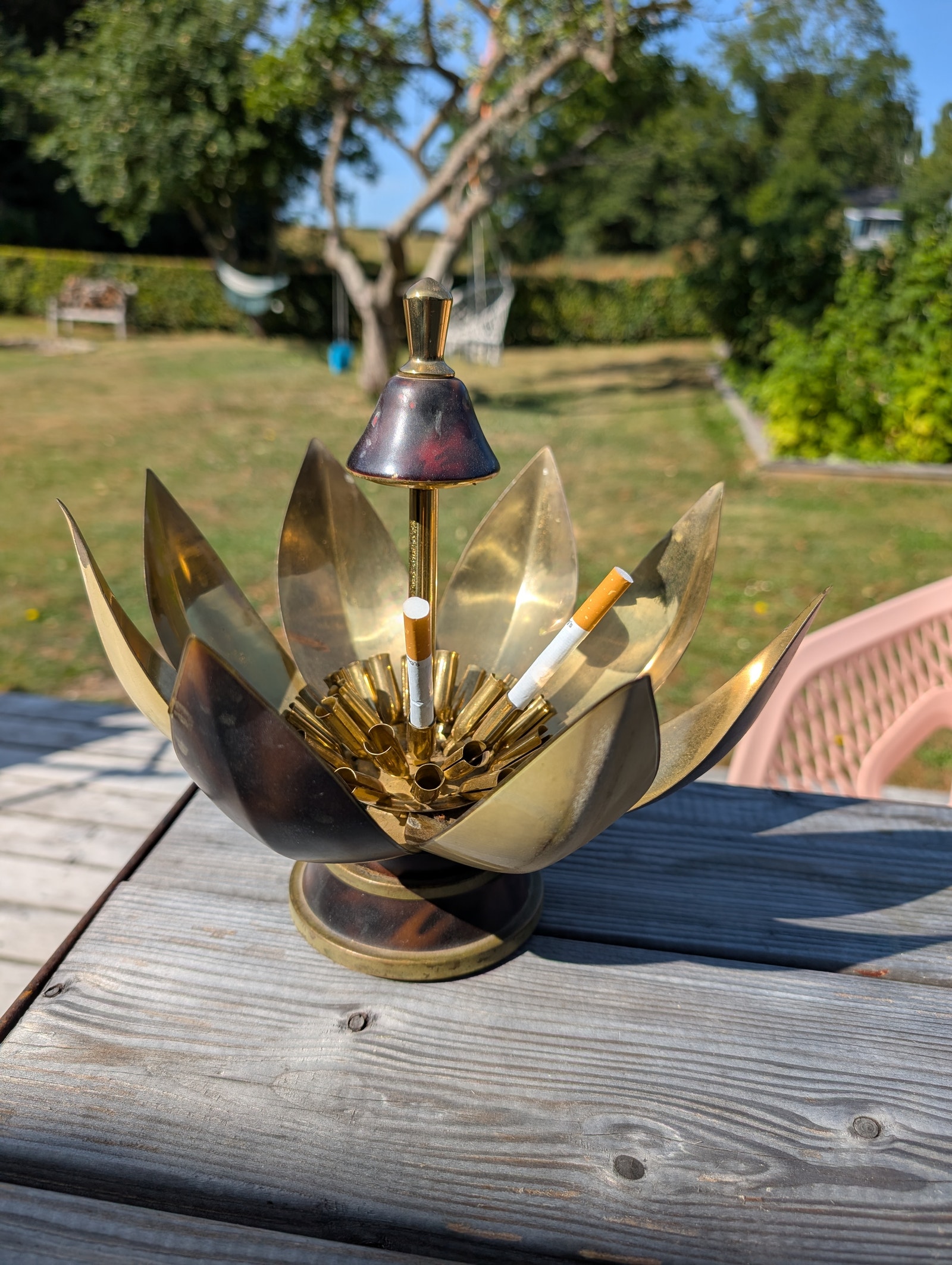 lotus flower cigarette dispenser allow me to introduce this beautyshes an antique 1930s & shes here to get u through all of ur holiday hosting duties this year Vintage Art Deco White Enamel