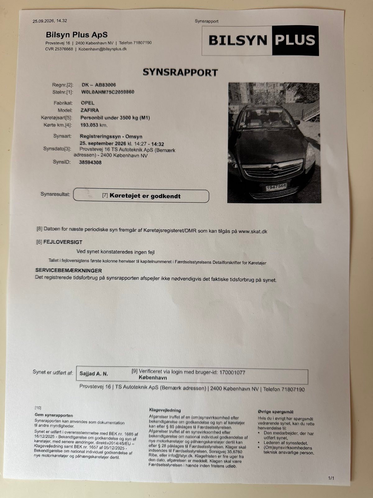 Opel Zafira til salg hos Nabilli