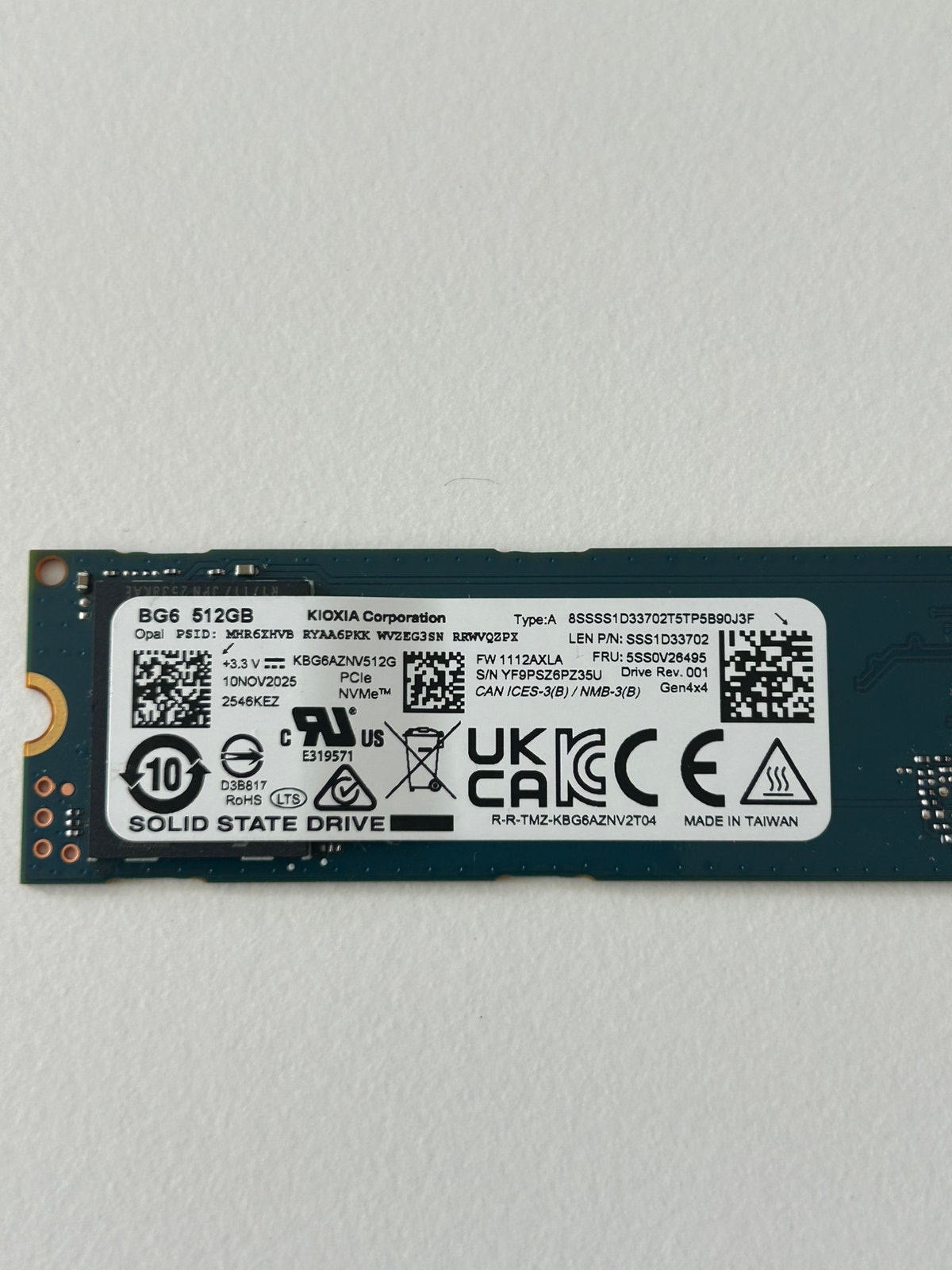 Kioxia BG6 SSD M.2 NVMe 512 gb gen 4x4 | DBA