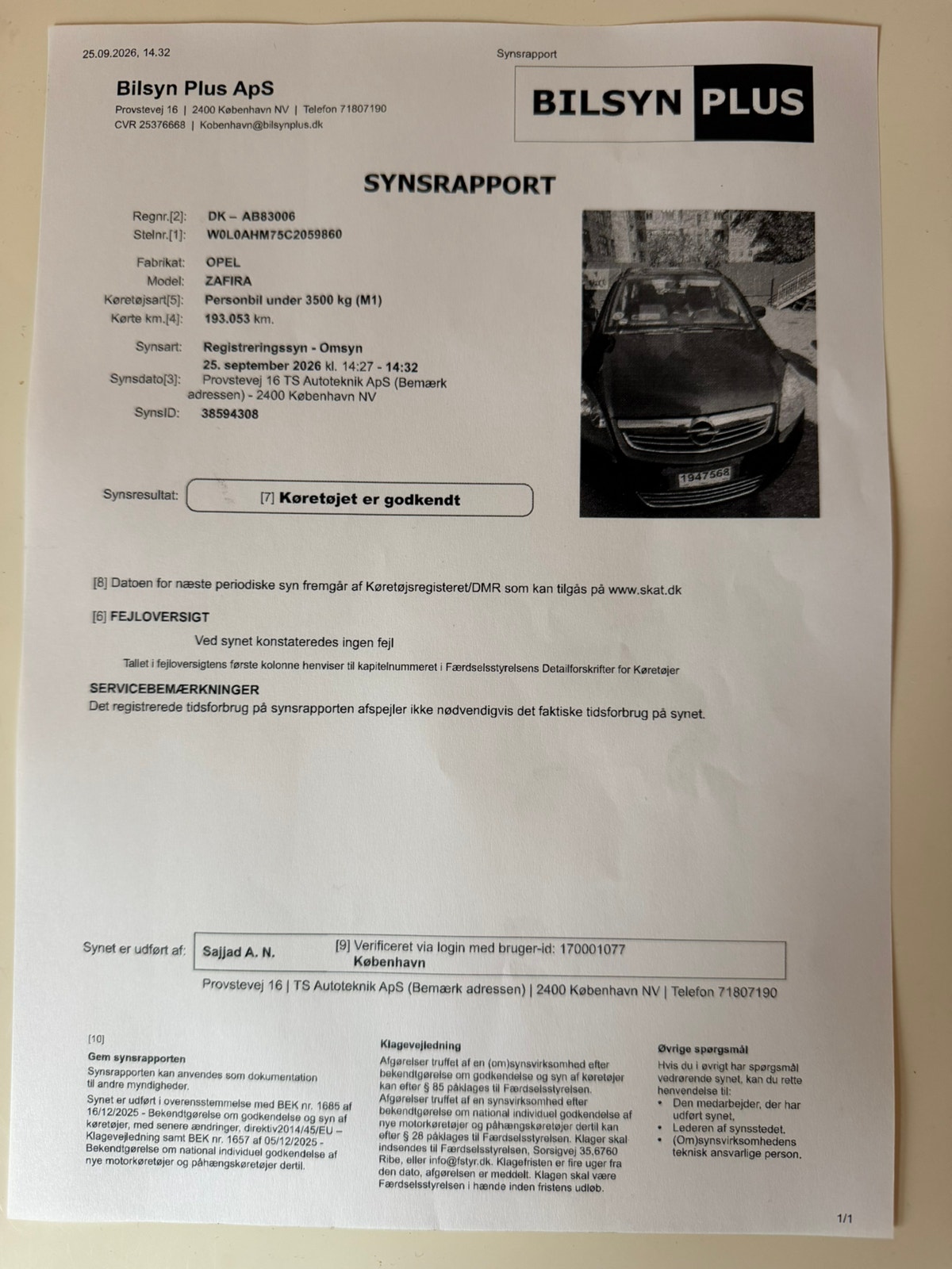 Opel Zafira til salg hos Nabilli