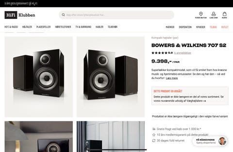 Bowers &amp; wilkins 707 s2 + b&amp;w gulvstander (stav24)  			