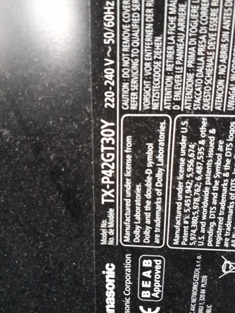 Panasonic plasma tv 42&quot; 2 stk defekte  			