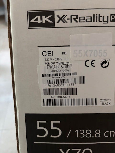 Sony bravia kd55x7055  			