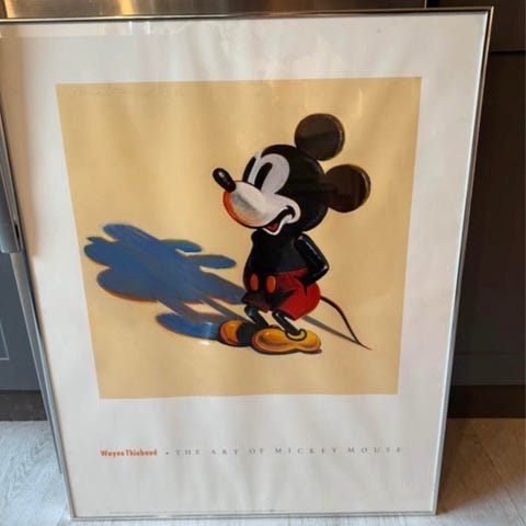 MICKEY MOUSE BY WAYNE THIEBAUD 額入り Litografi. Disney. Mickey Mouse. Sign.: Wayne Thiebaud, | DBA