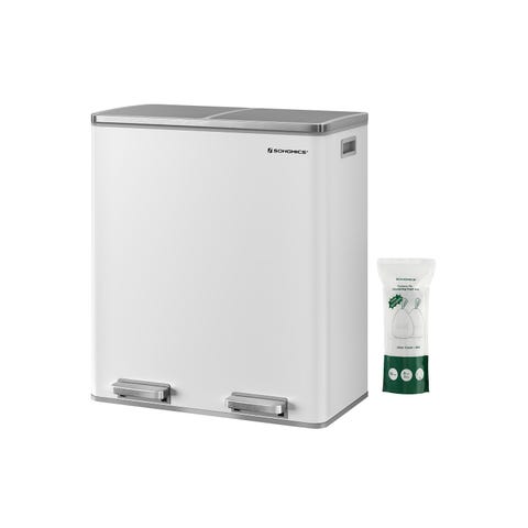 Skraldespand til køkken 2 x 15 l stålfodpedal, soft close, hvid | DBA