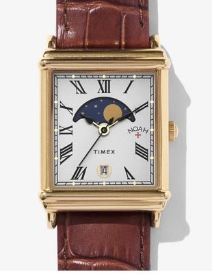 NOAH×TIMEX Moon Phase Watch ブラウン Timex x Noah Moon Phase Watch Brown Dial Gold Case Leather