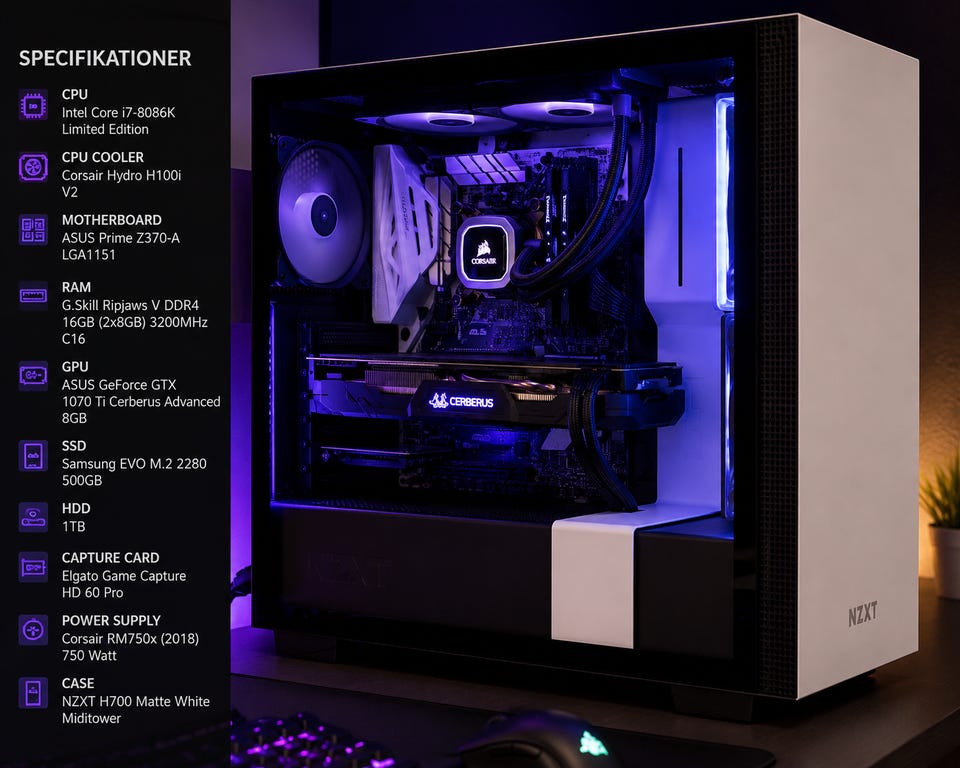 RESERVERET: Gaming PC – i7-8086K Limited Edition / GTX 1070 Ti