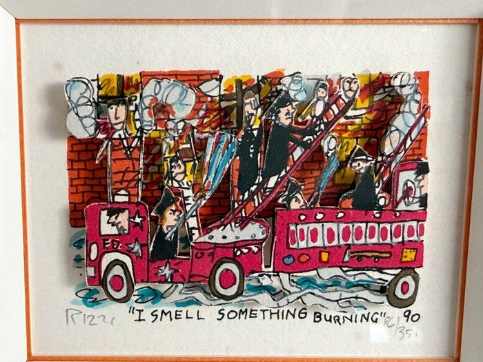 James Rizzi (1950-2011) - I SMELL SOMETHING BURNING・3D silkscreen
