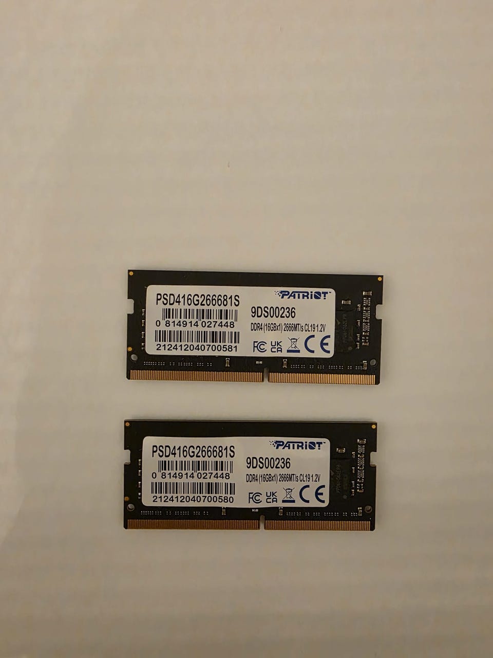 2x 16GB Patriot DDR4 2666MHz SODIMM RAM – 32GB Total – Laptop RAM