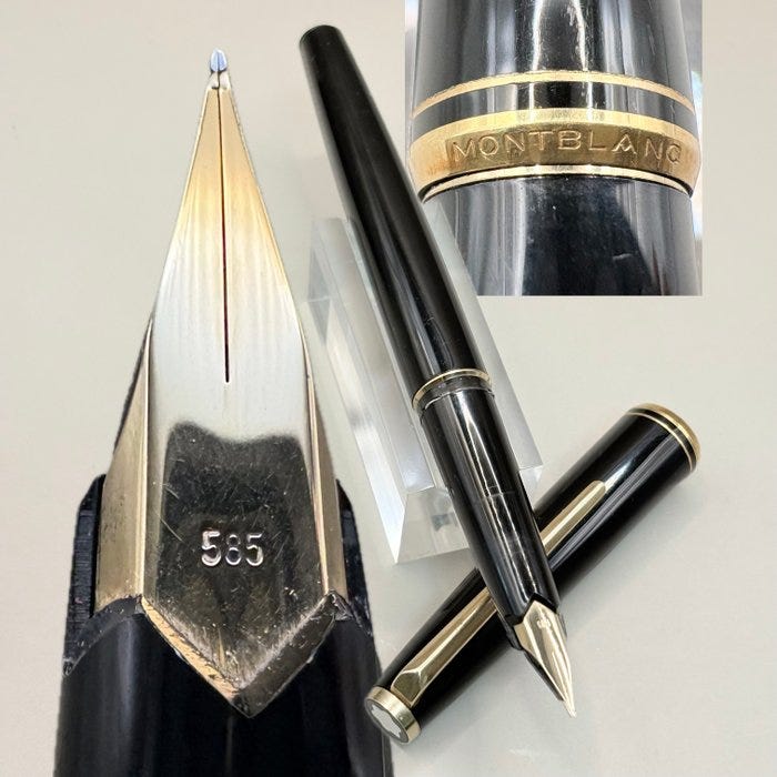 Montblanc - 221 (black) 70's- 14k gold nib (F) - Fyldepen | DBA