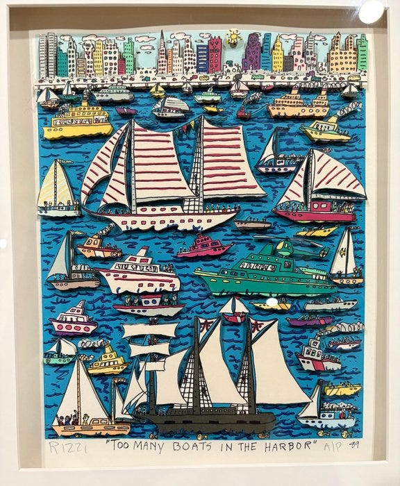 James Rizzi (1950-2011) - Too Many Boats in the Harbor | DBA