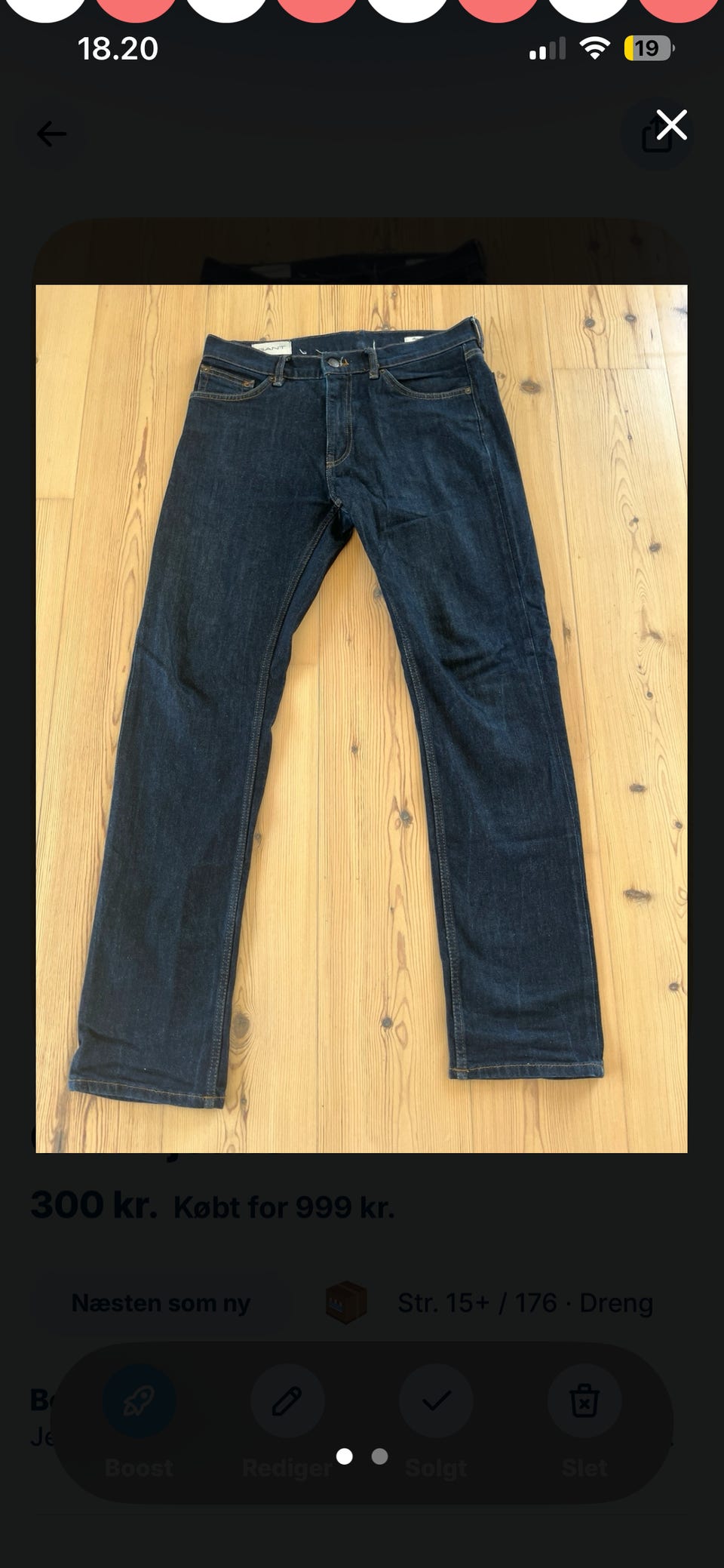 Gant, GANT denim bukser str 32/32 blå herre