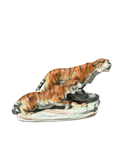 amphora stor figur tigre art deco figur