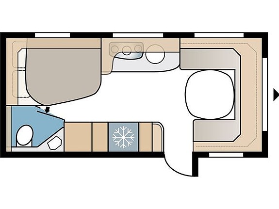 KABE 2026 - Kabe Smaragd 520 XL KS Premium Line   Fransk seng, rundsiddegruppe i hvidt skind, ALDE centralvarme, vandbåren gulvvarme, stort kompressor køleskab