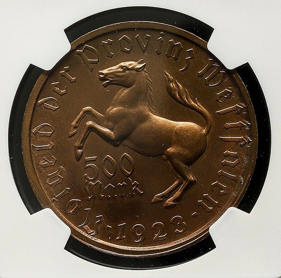 Tyskland, Westfalen 500 Mark 1923 - NGC MS64 | DBA